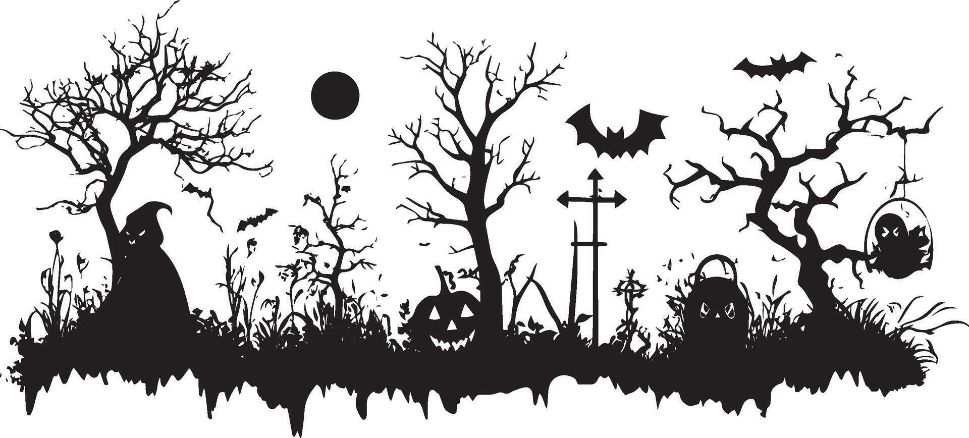halloween decoration illustrations for banners simple silhouette black vector