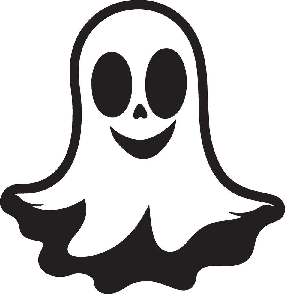 halloween Cartoon ghost clean simple black vector