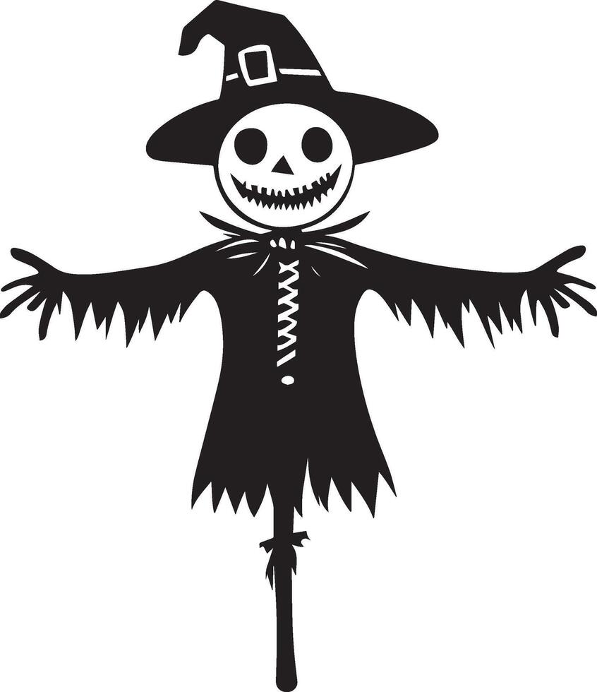 Cute Halloween Scarecrow clean simple black vector