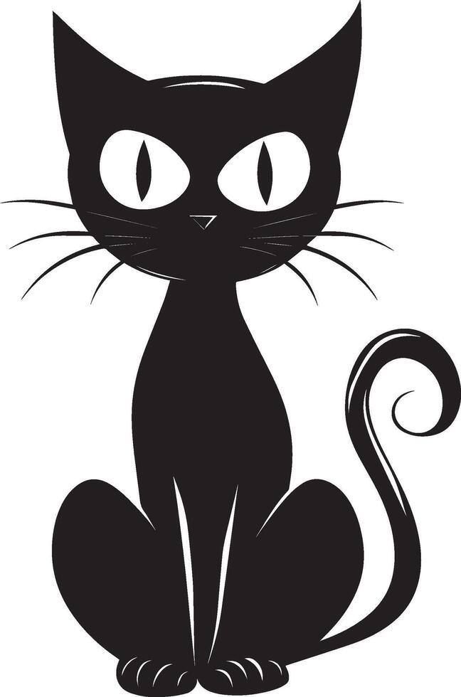 frightened cat halloween clean simple black vector