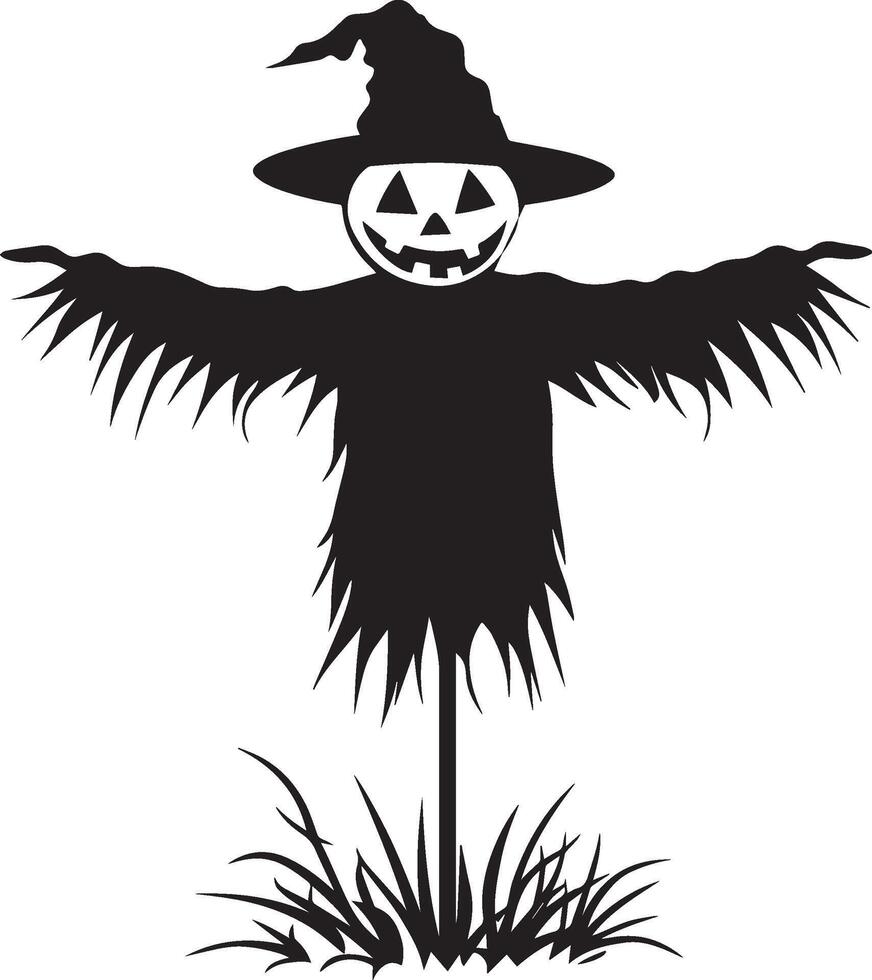 Scary Halloween Scarecrow clean simple black vector
