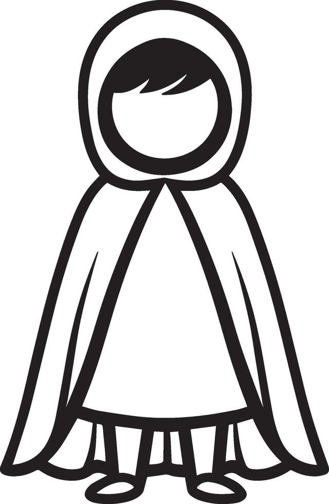 Little kid wearing Cloaks and cape costume linear black vector