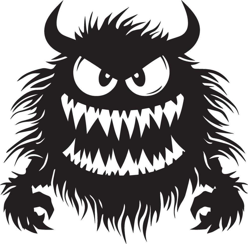 scary halloween monster linear black vector