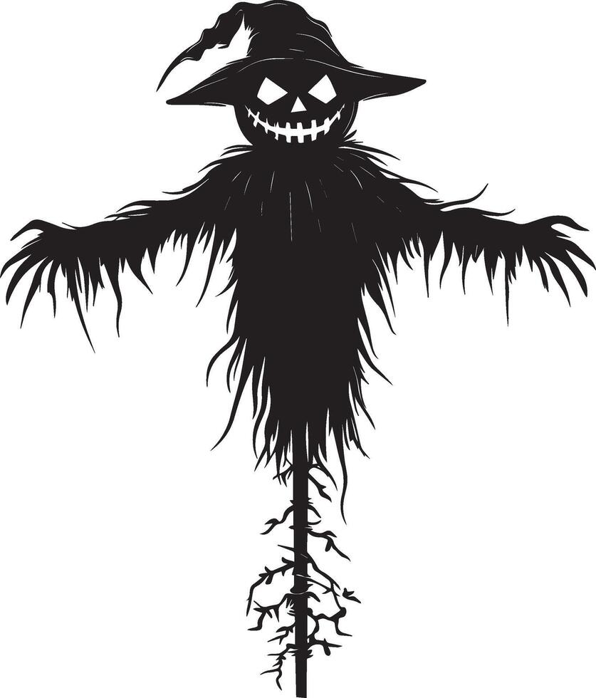 Scary Halloween Scarecrow silhouette black vector