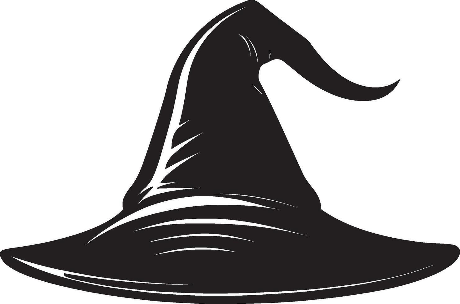 Halloween Witch hat linear black vector