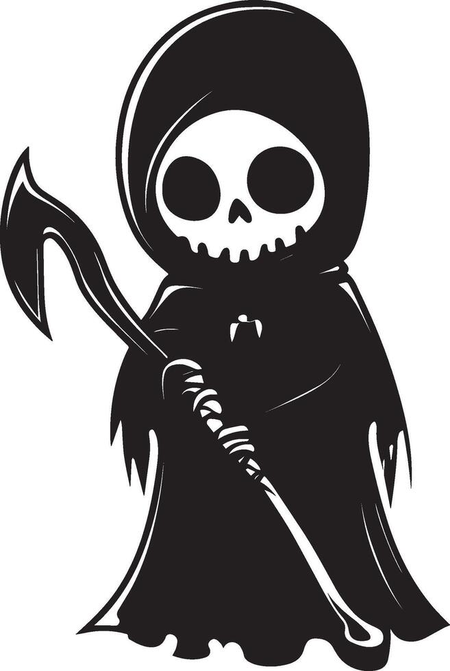Cute Grim Reaper linear black vector