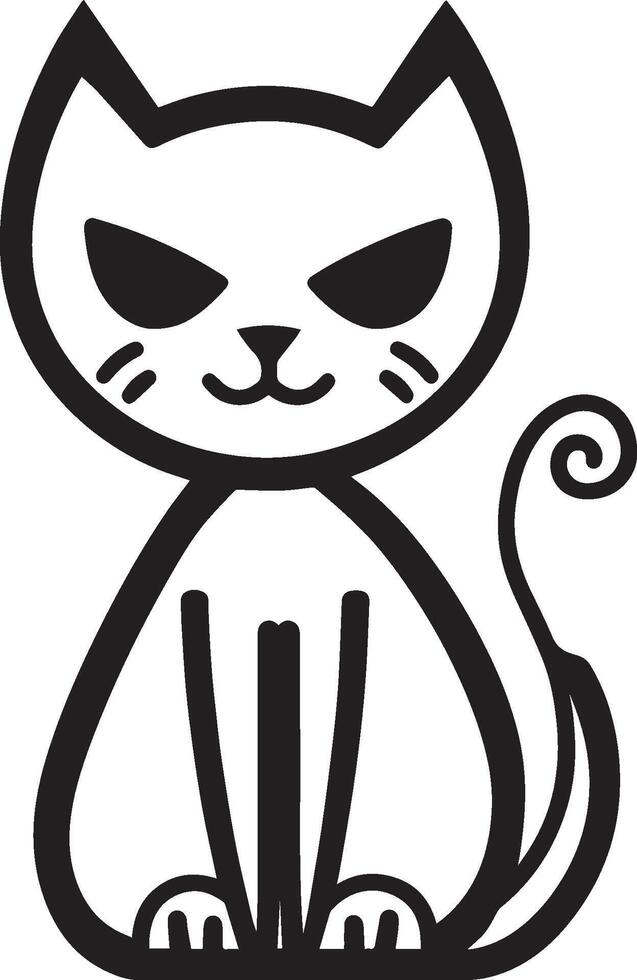 Halloween Cat linear black vector