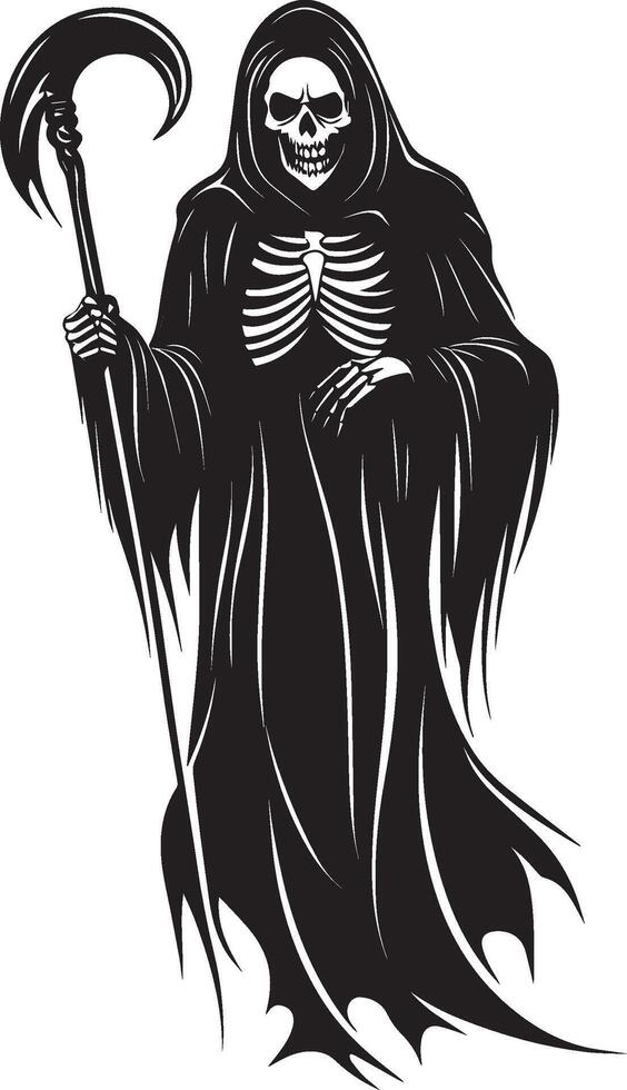 Scarry Grim Reaper halloween clean simple black vector