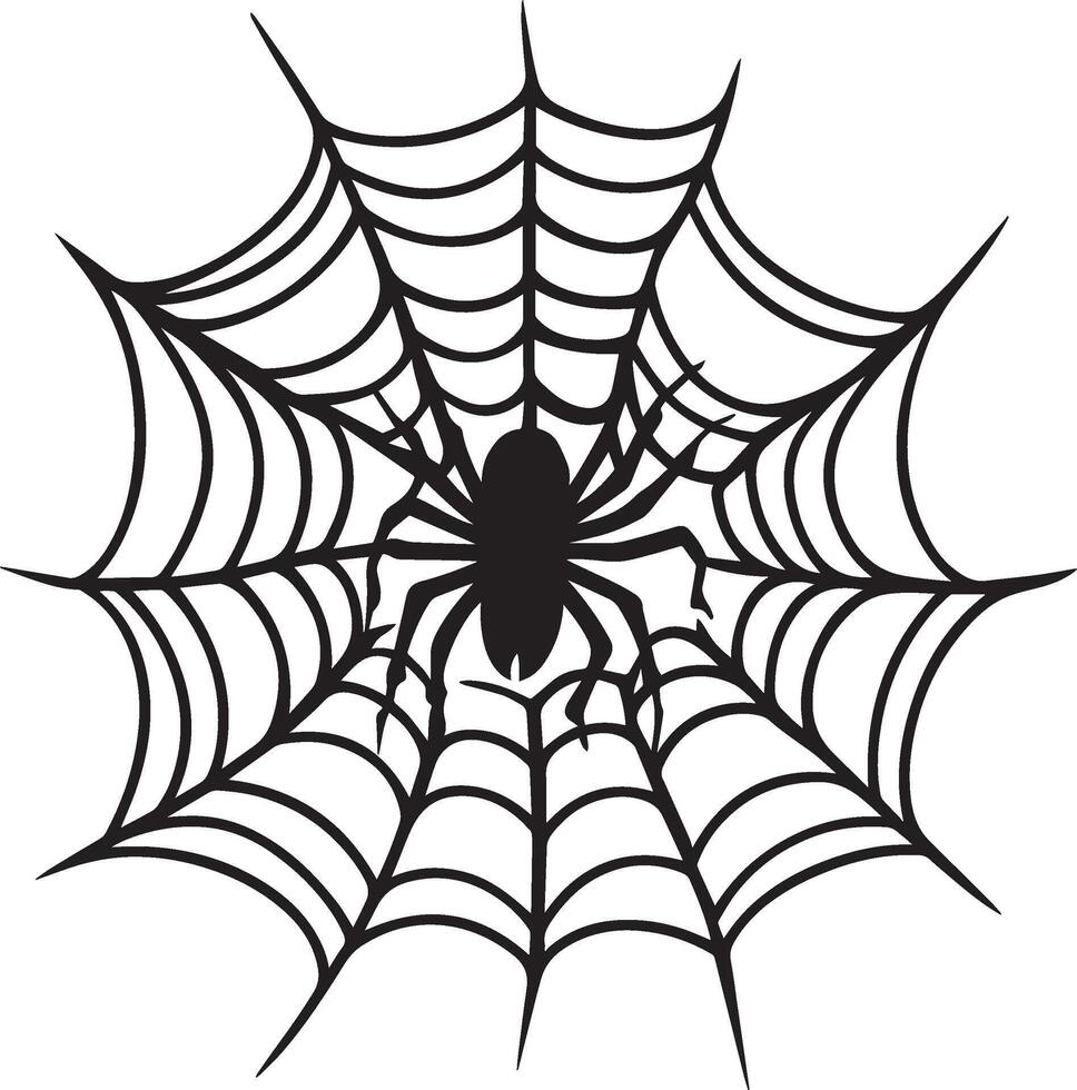 Scary spider web cobweb, halloween silhouette black vector
