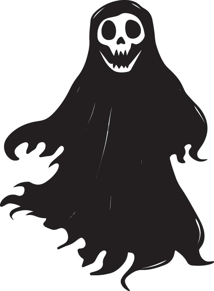 Cartoon Halloween Ghost sheet silhouette black vector