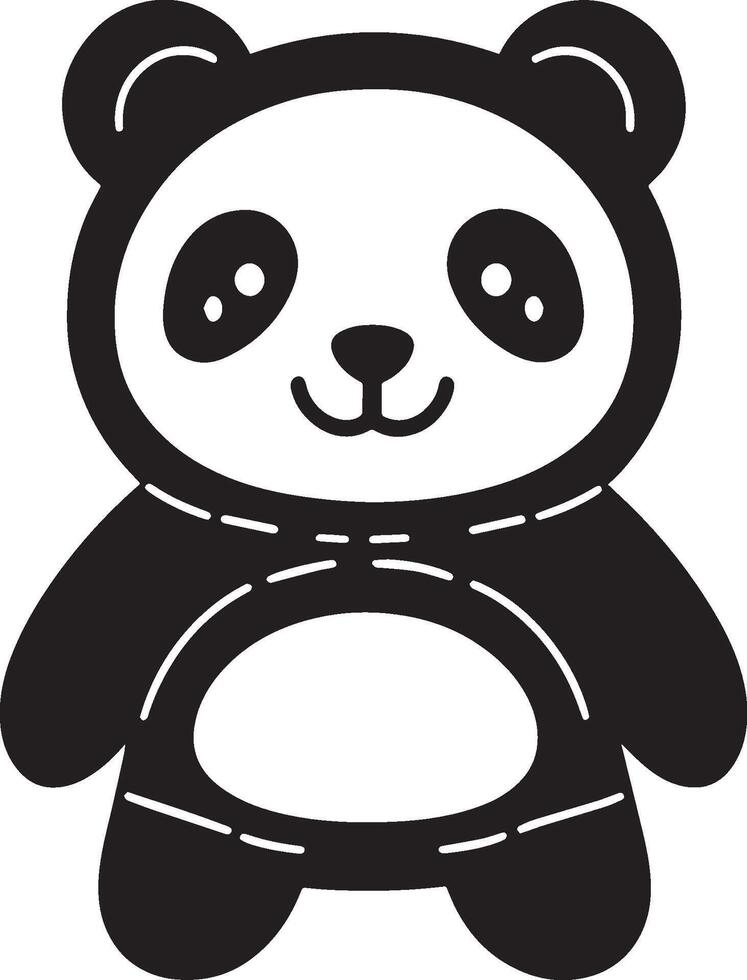 A cute little panda lantern clean simple black vector
