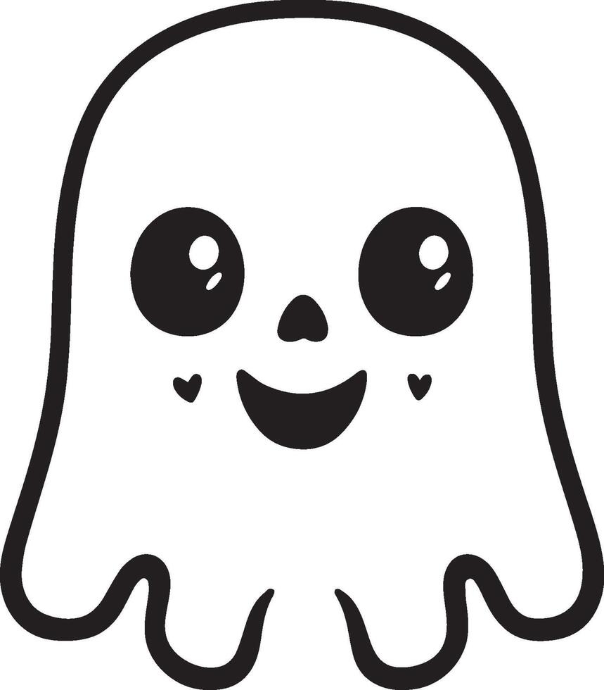 Cute Halloween Ghost sheet linear black vector