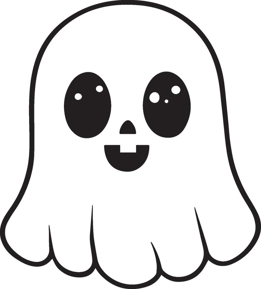 Cute Halloween Ghost sheet linear black vector