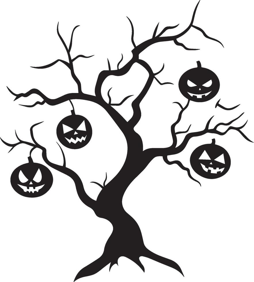 Halloween Branch tree clean simple black vector