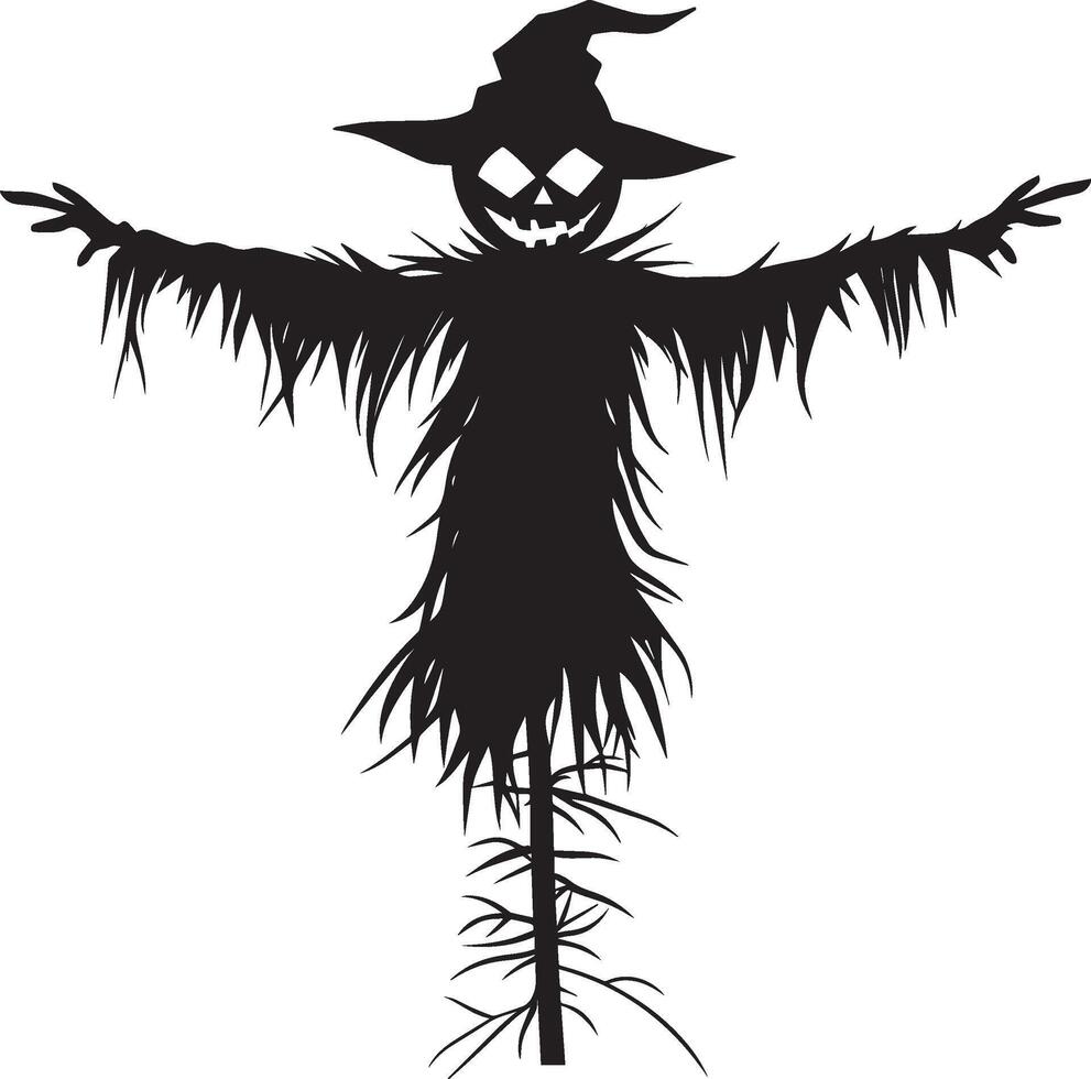 Halloween Scarecrow silhouette black vector