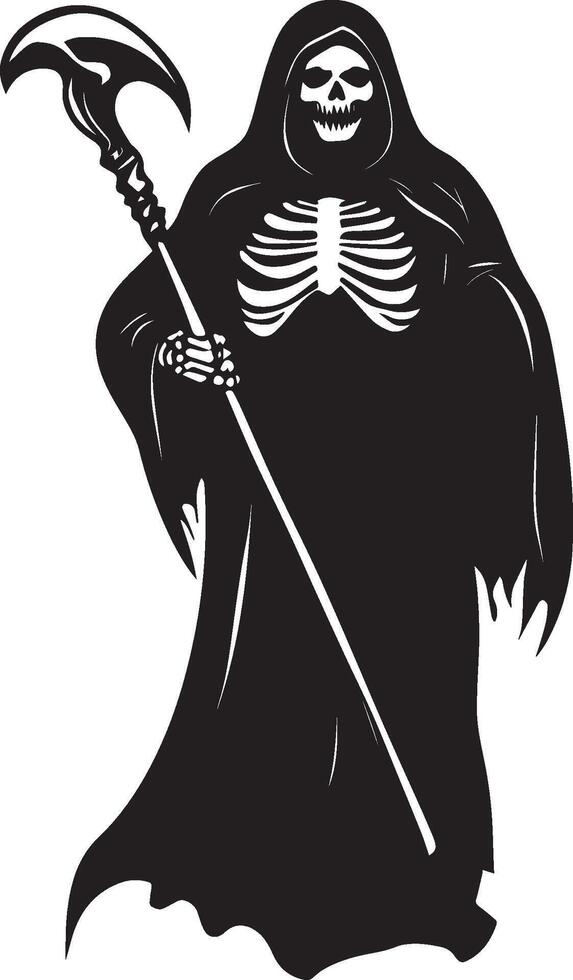 Scarry Grim Reaper halloween clean simple black vector