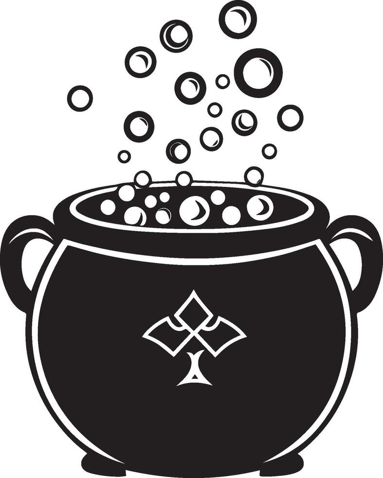 Cauldron with bubbles, halloween clean simple black vector