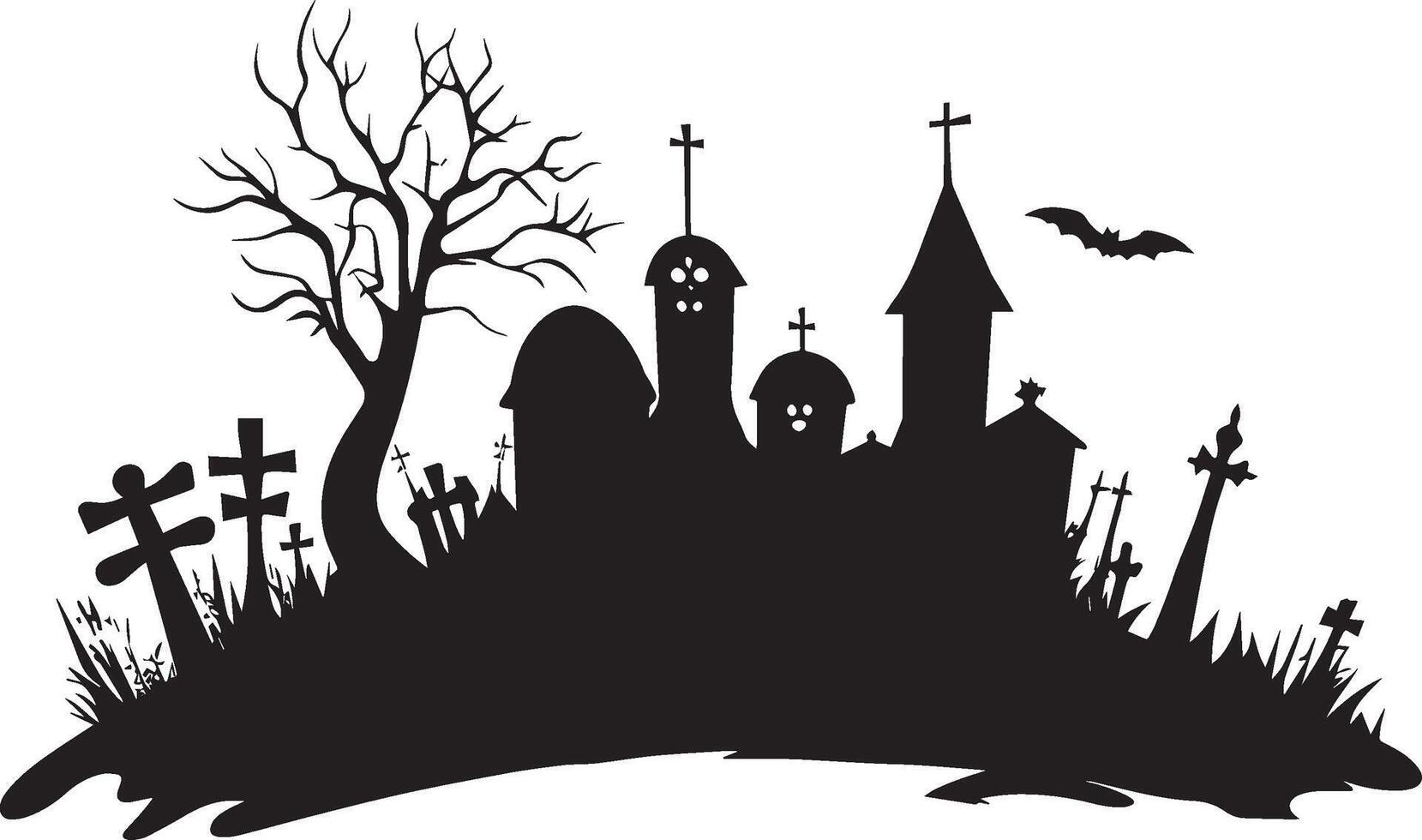 Old cemetery halloween background clean simple black vector