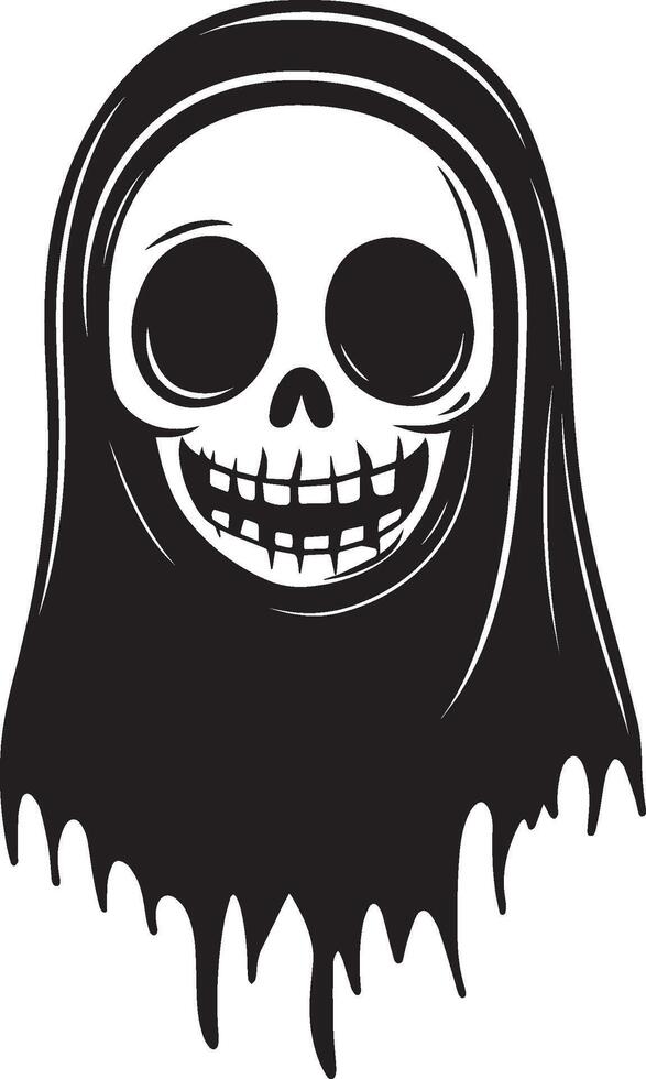 Cartoon Halloween Ghoul linear black vector
