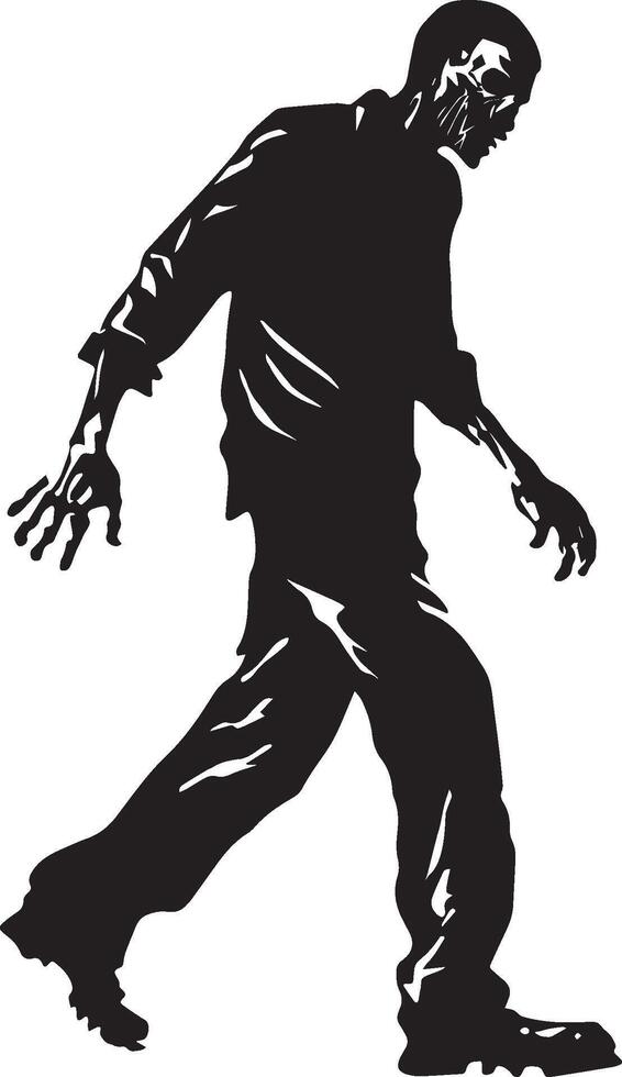 Halloween walking zombie clean simple black vector