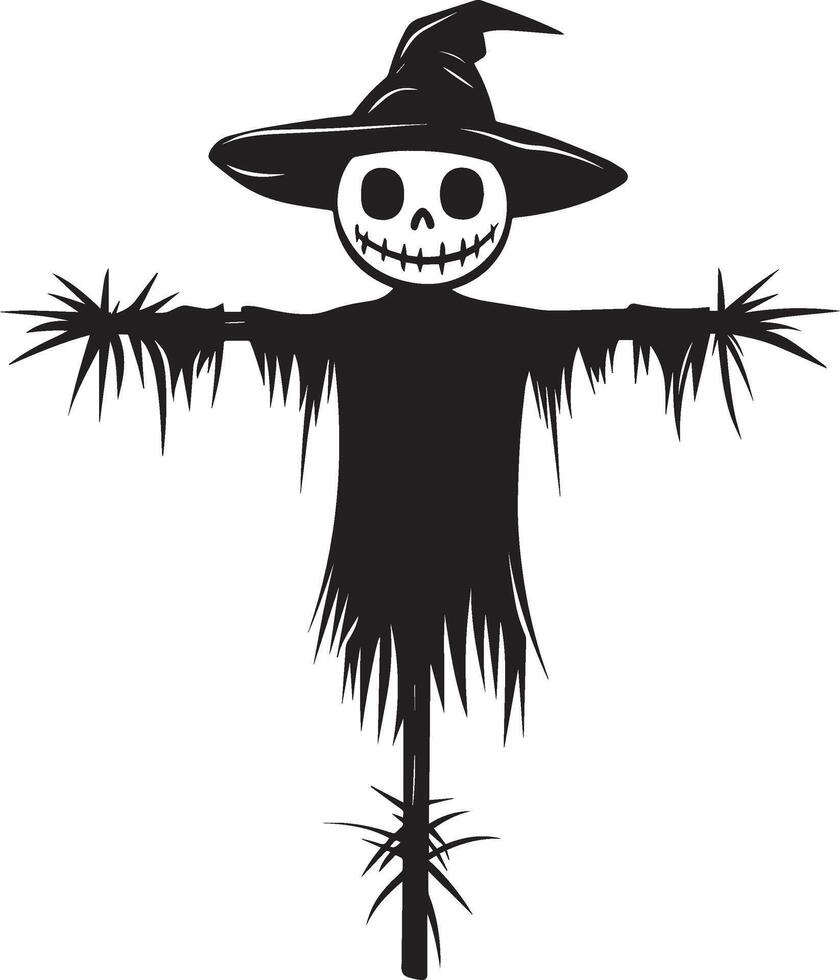 Cartoon Scarecrow clean simple black vector
