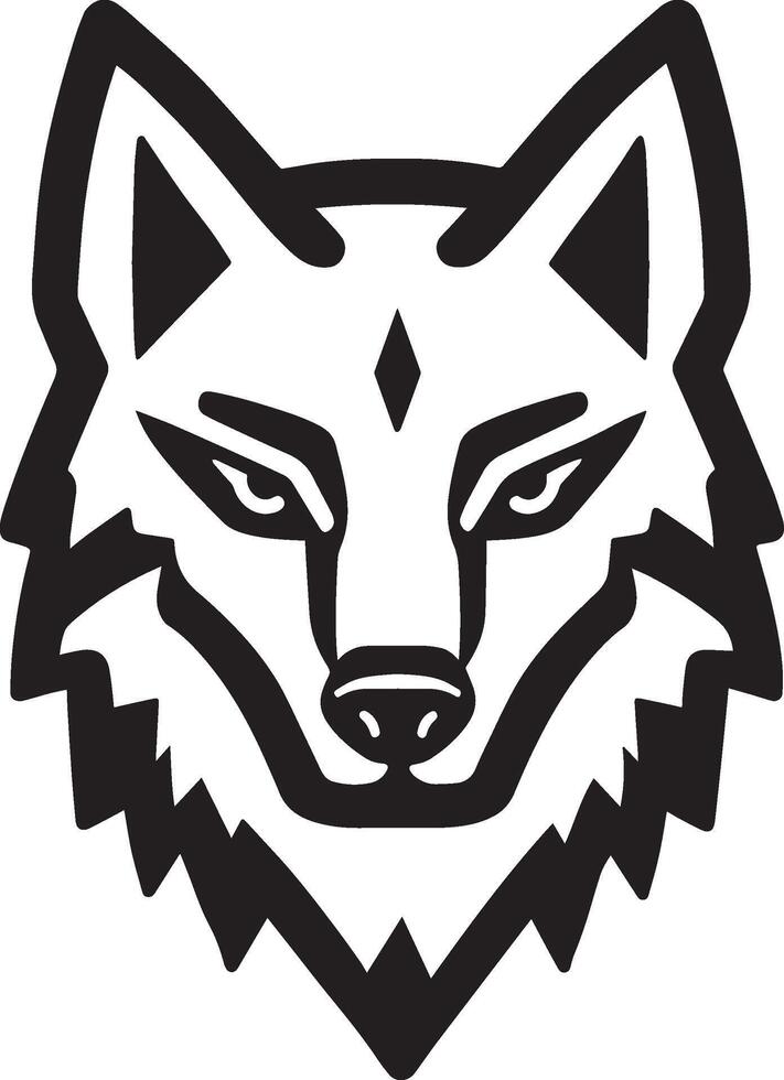 Halloween wolf linear black vector