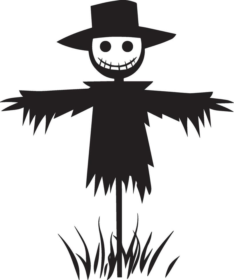 Cute Scarecrow silhouette black vector