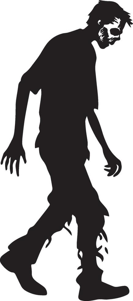 Halloween walking zombie silhouette black vector