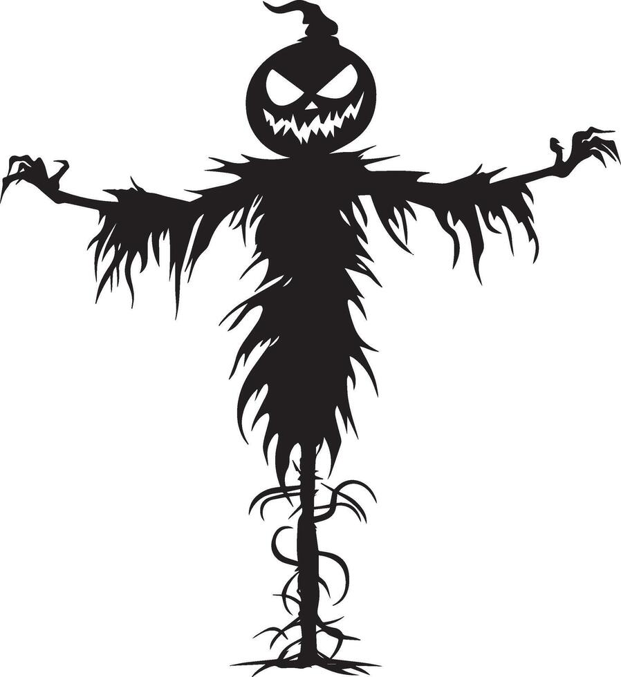 Scarecrow Halloween Monster silhouette black vector
