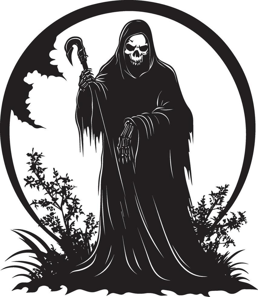 Scarry Grim Reaper halloween silhouette black vector