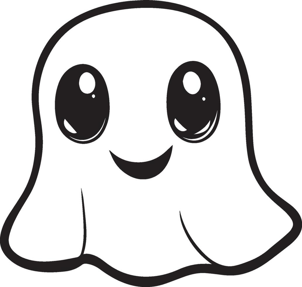 Cute Halloween Ghost sheet linear black vector