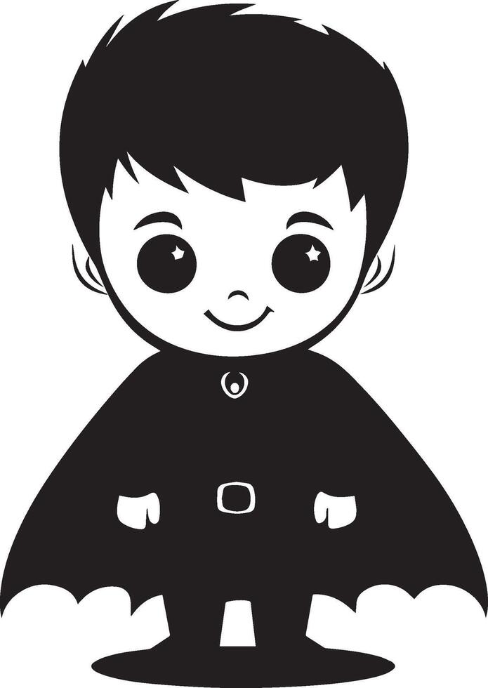 Little kid wearing Vampire costume silhouette black vector