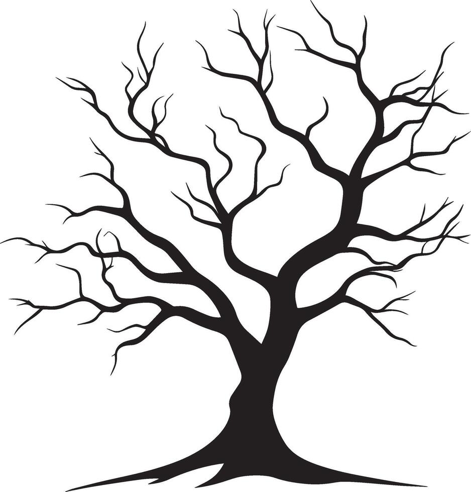 Halloween bare tree linear black vector