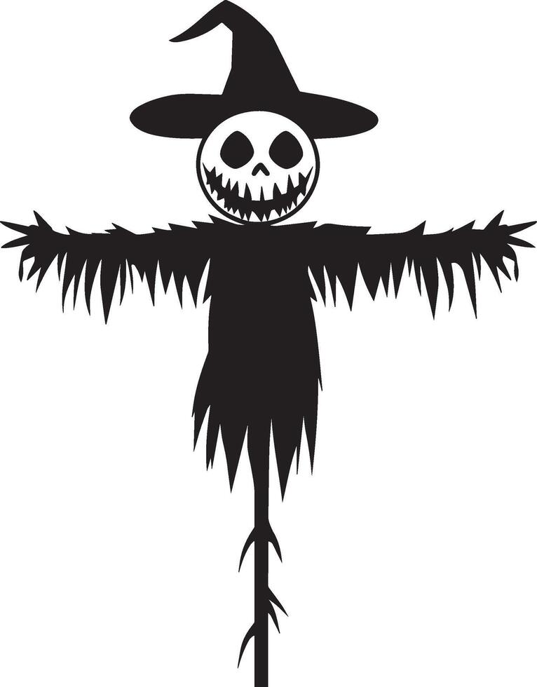 Cute Halloween Scarecrow clean simple black vector