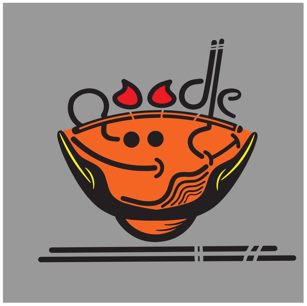 Smile ramen food noodle logo design template, japanese smile mei ramen illustration vector