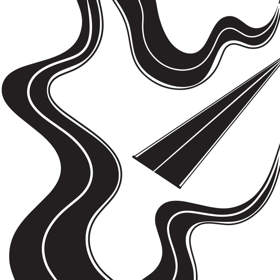 Various shapes of paths, road illustration, street paths. vector