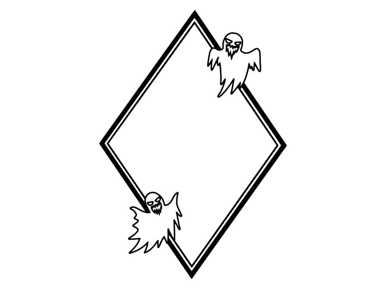 Halloween Ghost Frame Sketch Line Art vector