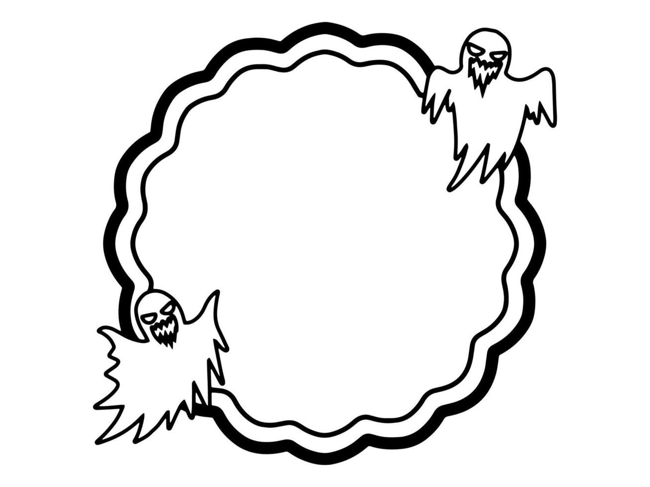 Halloween Frame Ghost Line Art Illustration vector