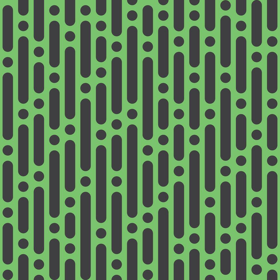 seamless pattern of black lines and dots on a green background vector