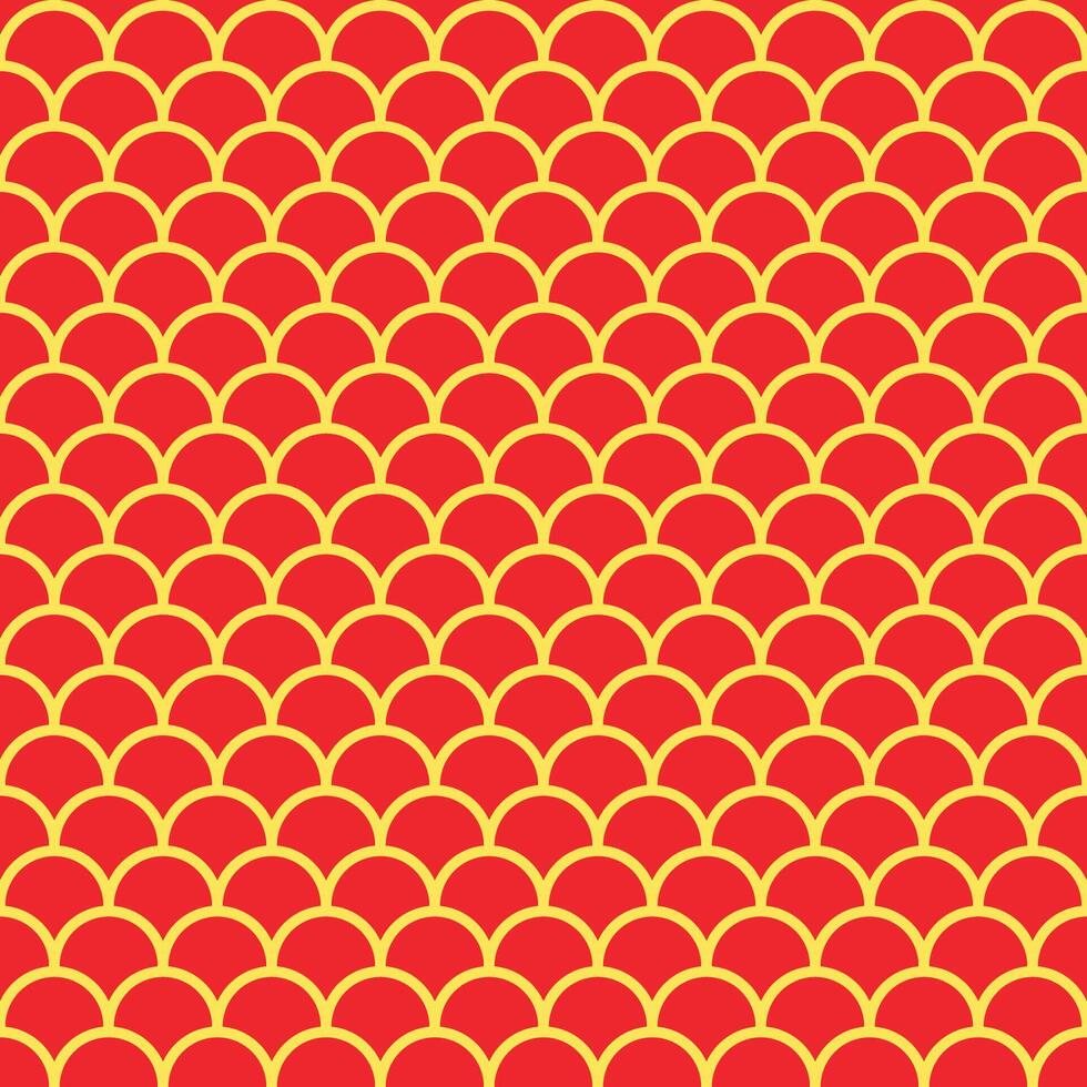 seamless pattern of red fish scales with gold stripes, suitable for Chinese New Year events vector