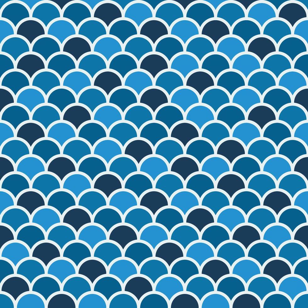 monochrome blue colored fish scales seamless pattern vector