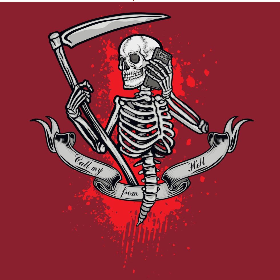 skeleton with a scythe vector