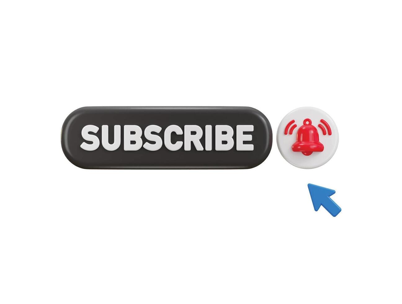 Subscribe button with bell notification icon 3d render concept of click on subscribe channel icon illustration vector