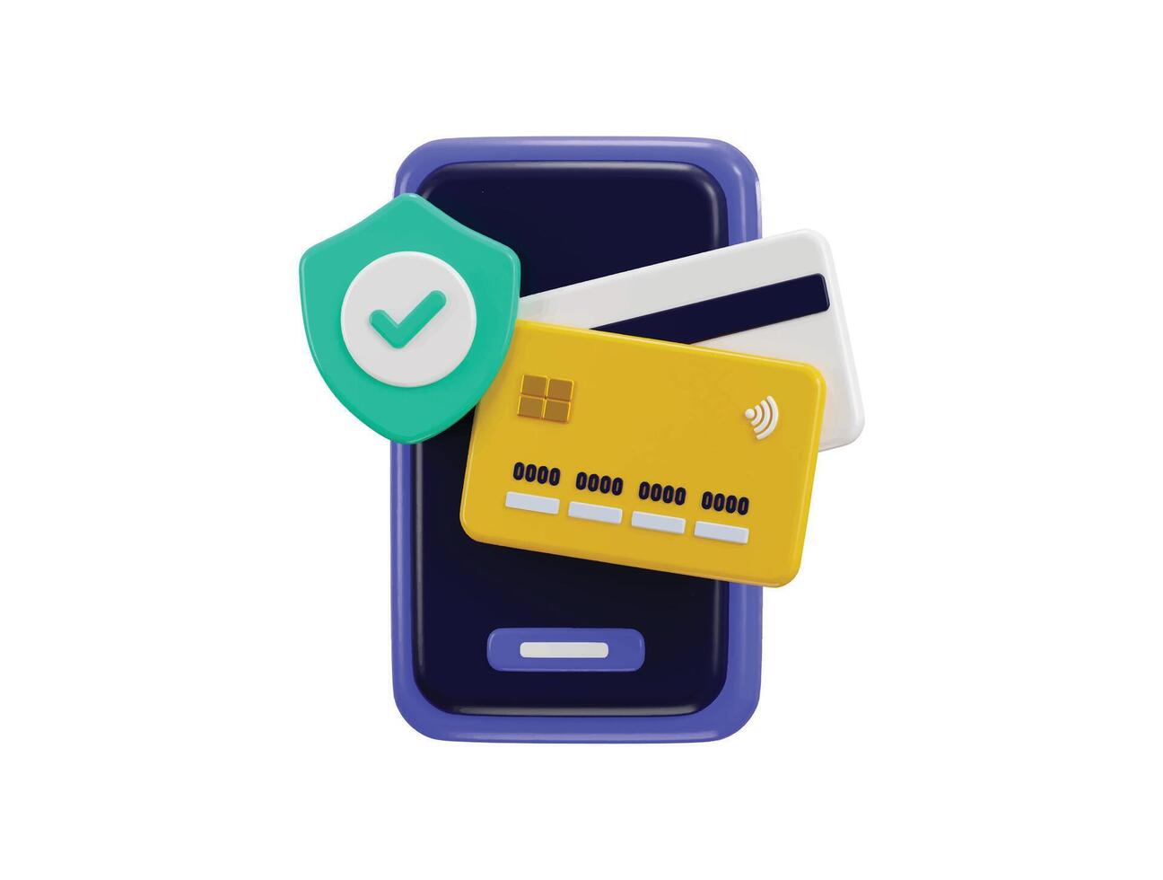 3D credit card money financial security for online shopping and online payment with payment protection with mobile phone icon vector