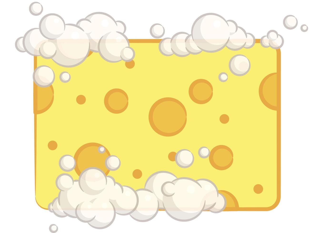 Sponge Dishwashing Scrubber with Soap Bubbles vector