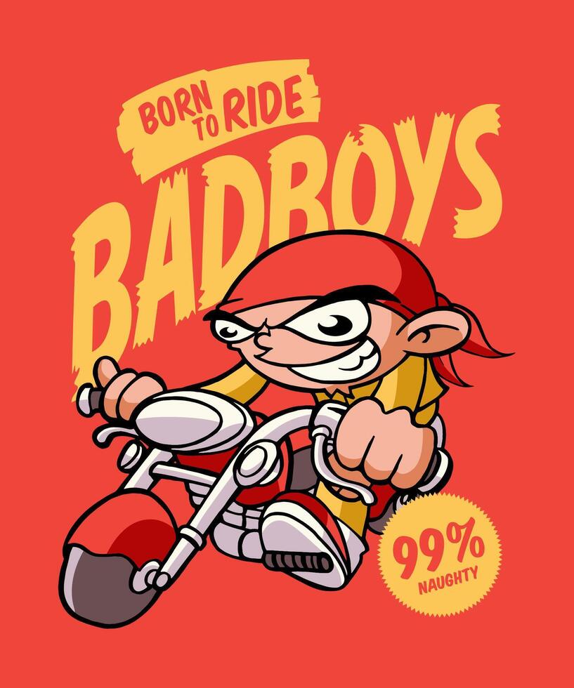 Born To Ride Cartoon Illustration Design vector