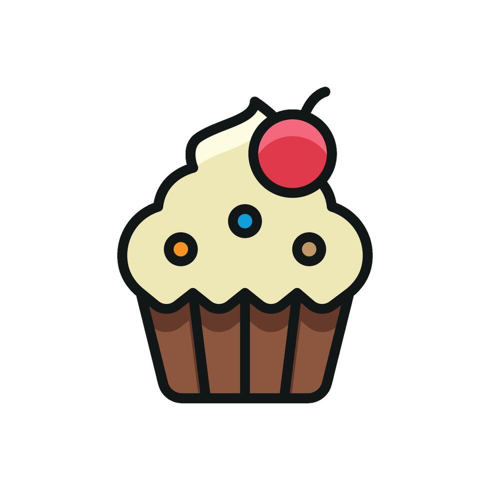 A cupcake food icon with a sleek and modern design concept in a simple style vector