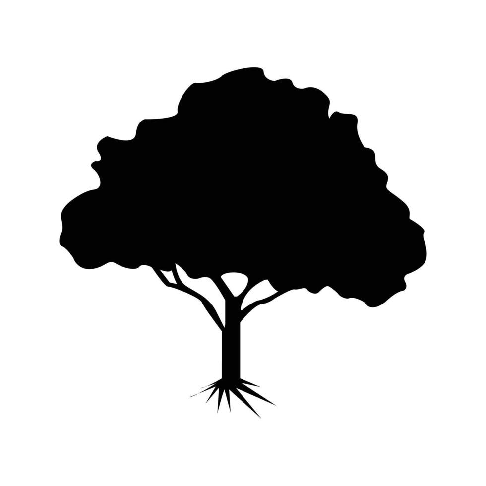 illustration of tree and roots silhouette vector
