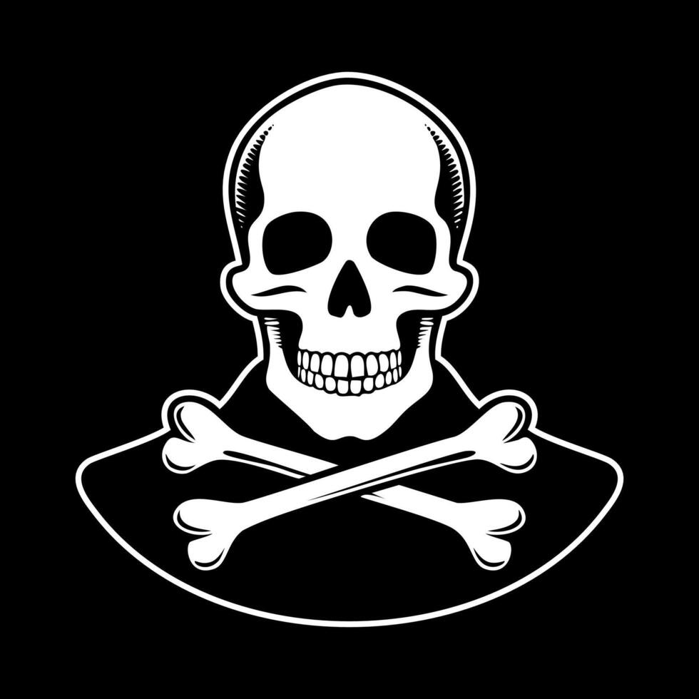 A skull with a crossbone on a black background vector