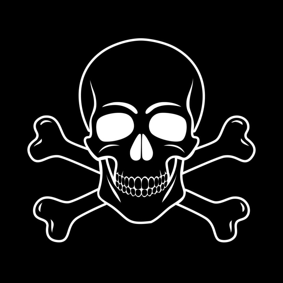 A skull and crossbones on a black background vector